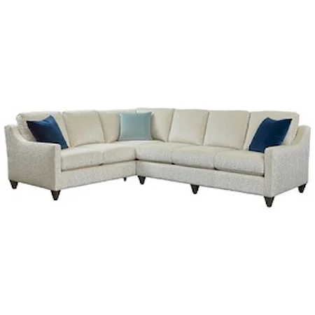 Custom Design Sectional with Sloped Arms and Tapered Feet